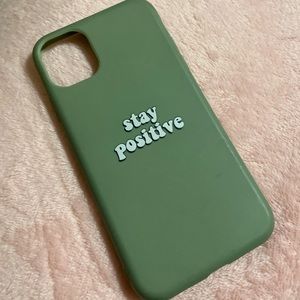 Simple Green “ Stay positive “ qoute Phone case